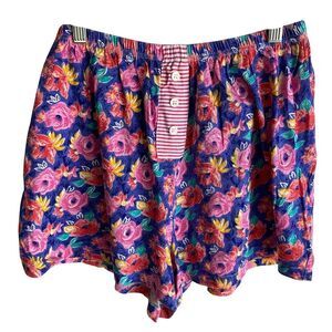 Brittania Boxer Shorts Womens Large Multicolor Floral Print Cotton 90s